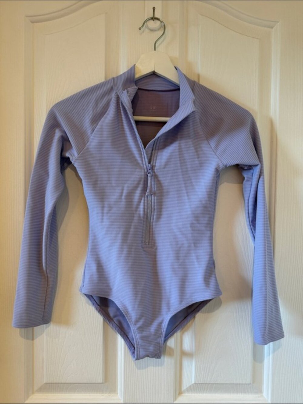 GAP Kids Lavender Ribbed Half Zip Bodysuit Large